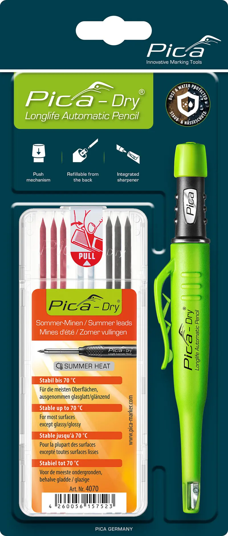 Pica Dry Longlife Automatic Pencil + Refill Bundle – Heat-Resistant Graphite 1