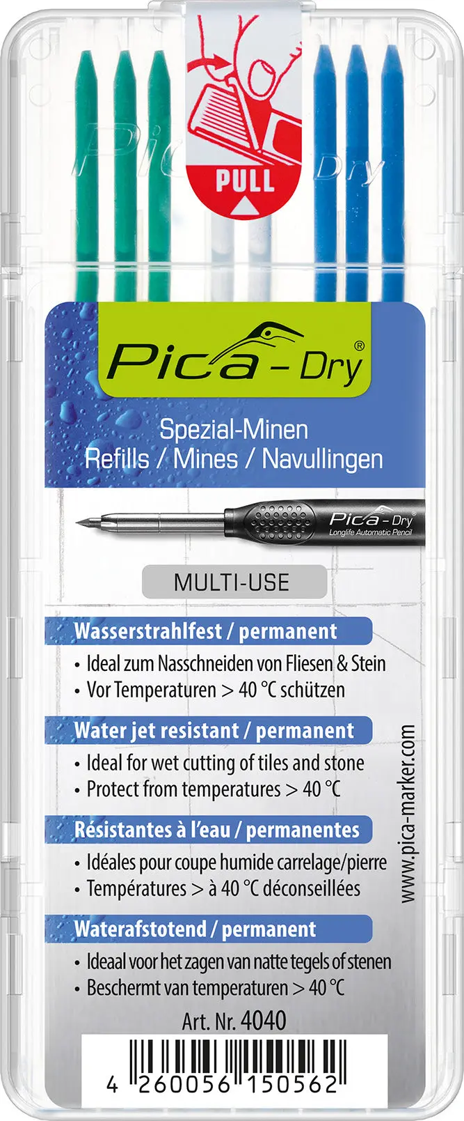 Pica Dry Water-Resistant Permanent Refill – 8-Piece Weatherproof Lead Kit 1