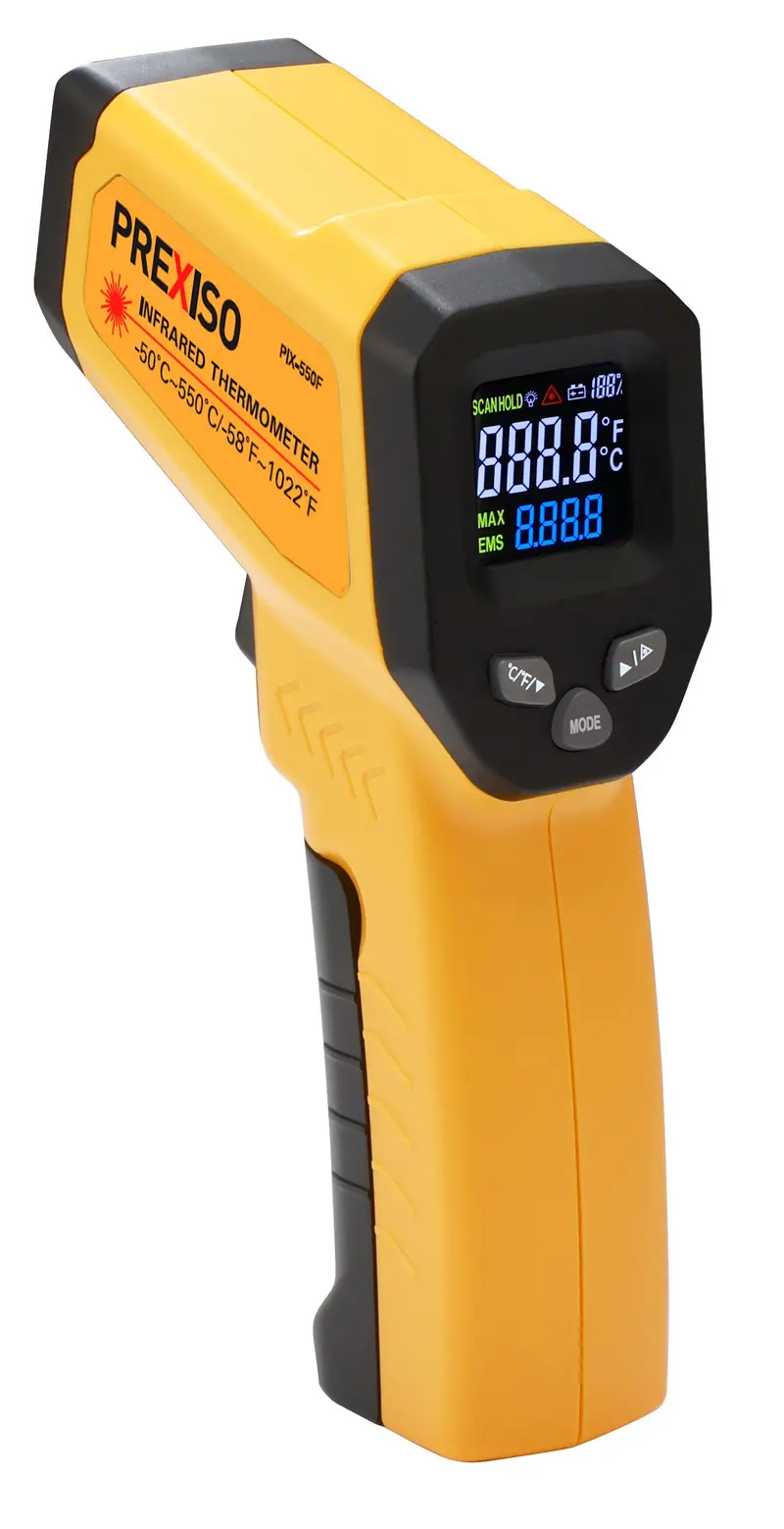 Prexiso Pix-550F High-Accuracy Infrared Thermometer – Adjustable Emissivity & Max/Min Tracking 1