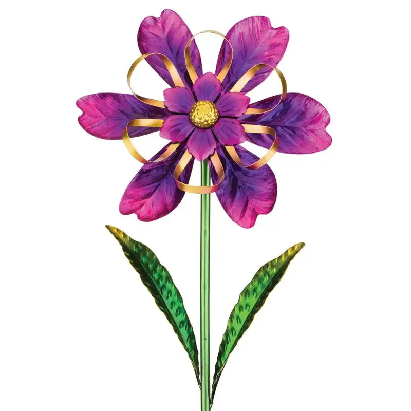 Purple Ribbon-Style Wind-Spinning Flower Garden Stake 1