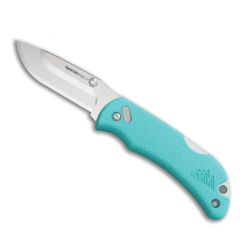 Razor-Mini Pocket Tool: Seafoam Green Handle With 2 Polished Drop-Point Blades 1