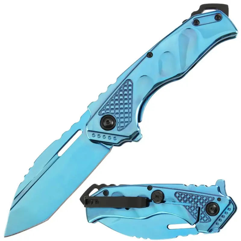Razor Tactical Blue Titanium Handle Assisted-Opening Tactical Knife 1