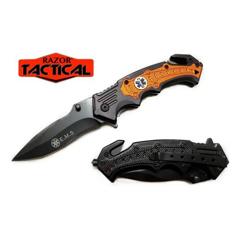 Razor Tactical Ems-Themed Spring-Assisted Pocket Knife With Metal Construction 1