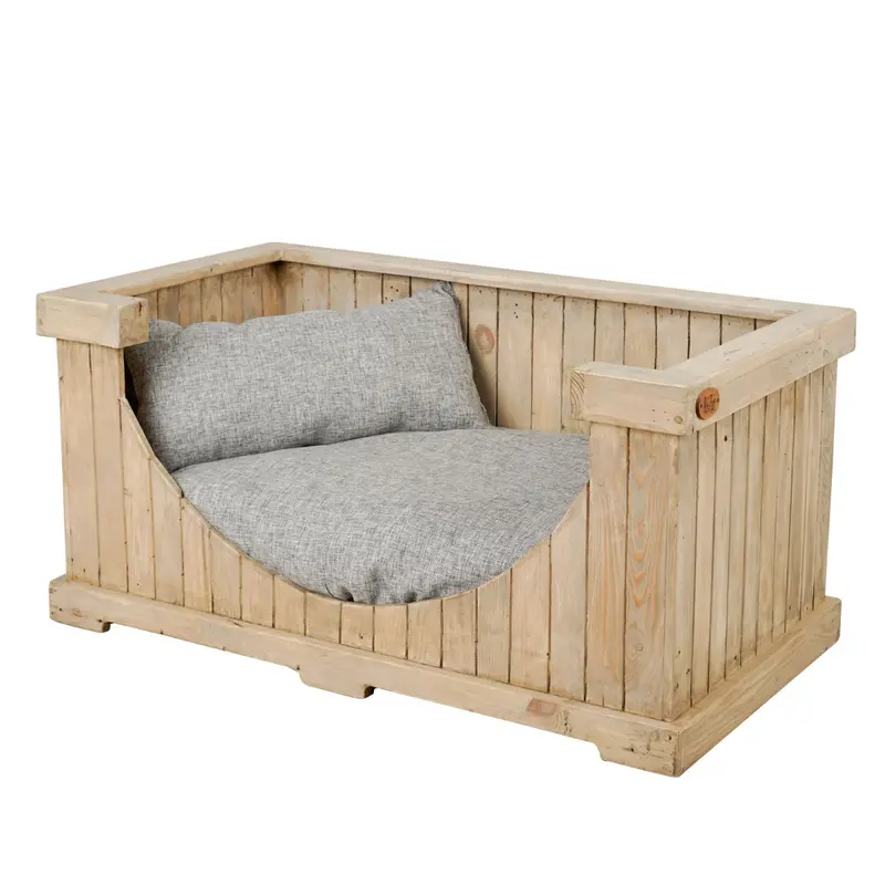 Rico & Plato Fangio Elevated Wooden Pet Bed With Cushion 1