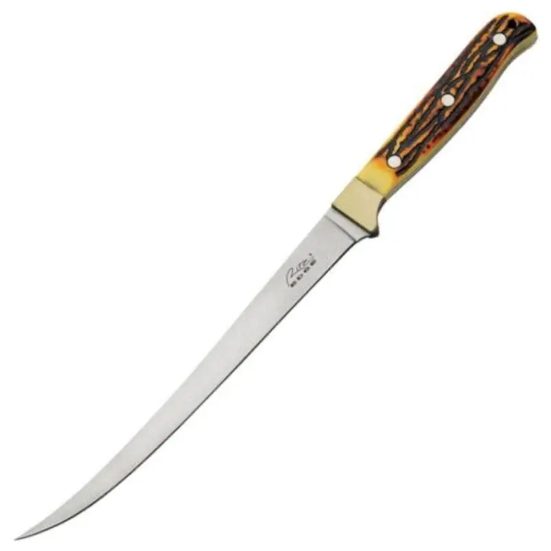 Rite Edge Fillet Knife: 12.25-Inch Overall Length, Faux Stag Handle, Includes Leather Sheath (Model 211560) 1