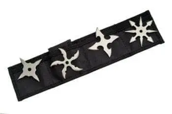 Rite Edge Throwing Star Set: Four Silver Shurikens With Carry Sheath (Model 210817-Sl) 1