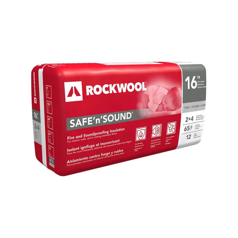 Rockwool Safe 'N' Sound Steel Stud Insulation – 3" X 16.25" X 48", 64 Sq. Ft./Bag 1