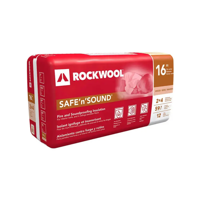 Rockwool Safe 'N' Sound Wood Stud Insulation – 3" X 15.25" X 47", 59.7 Sq. Ft./Bag 1
