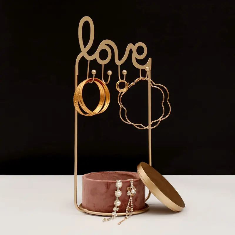 Romantic Love-Themed Jewelry Organizer & Hook Stand 1
