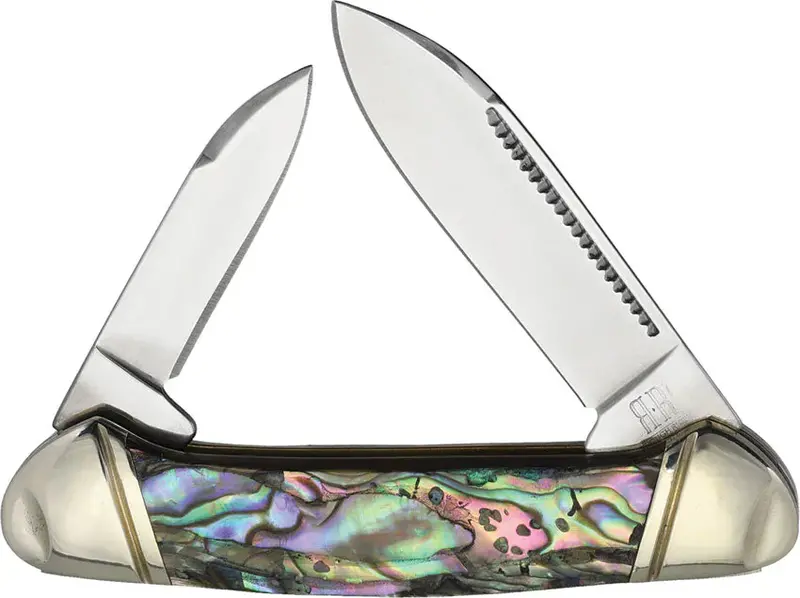 Rough Ryder 2663 Mini Canoe Folding Knife With Abalone Inlay And Stainless Steel Blade 1