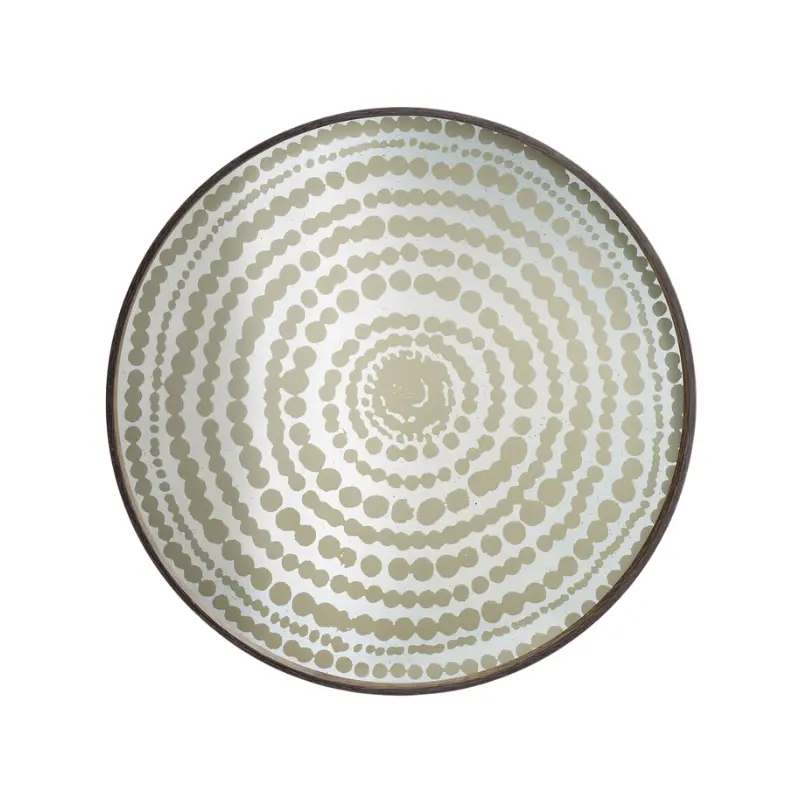 Round Beaded Mirror Tray With Textured Edge Detail 1