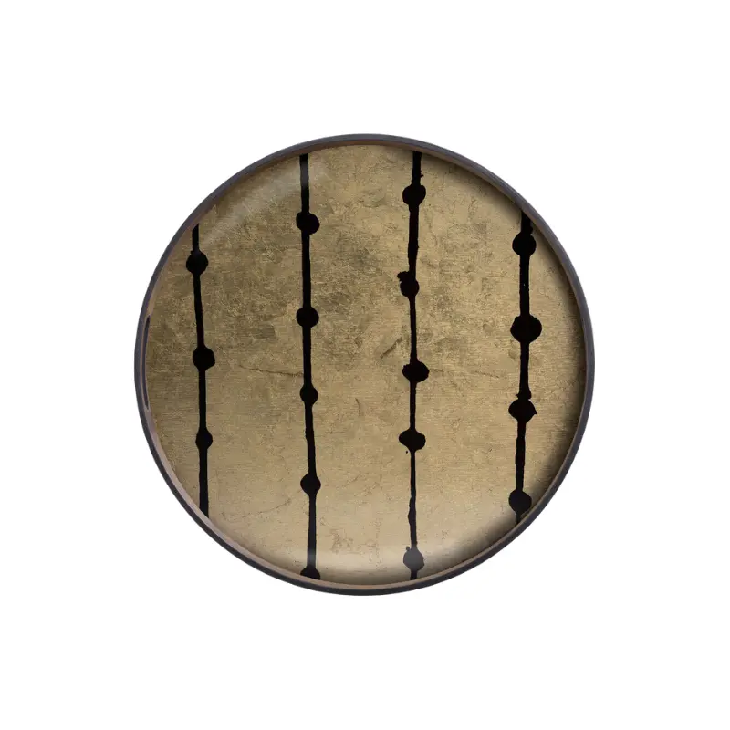 Round Gold Leaf Dots Glass Tray – Luxury Serving Accessory 1