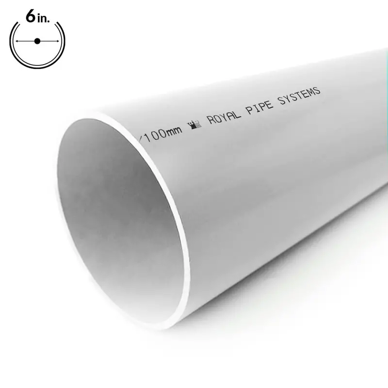 Royal Pipe Csa-Compliant White Pvc Sewer Pipe – 6 In. × 10 Ft., Solvent Weld 1