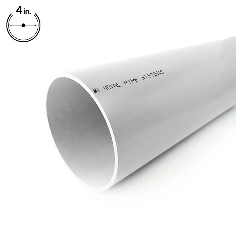 Royal Pipe Sdr 35 White Pvc Sewer Pipe – 4 In. × 10 Ft., Solvent Weld 1