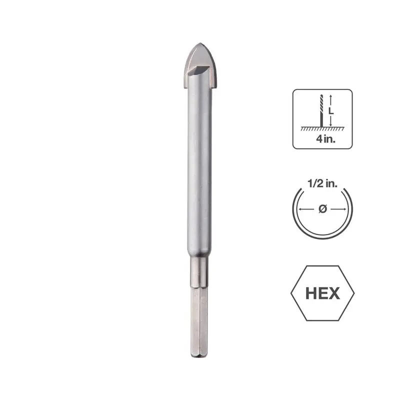 Sabercut 1/2-In X 4-1/2-In Carbide-Tipped Drill Bit – Optimized For Hard Stone & Tile 1