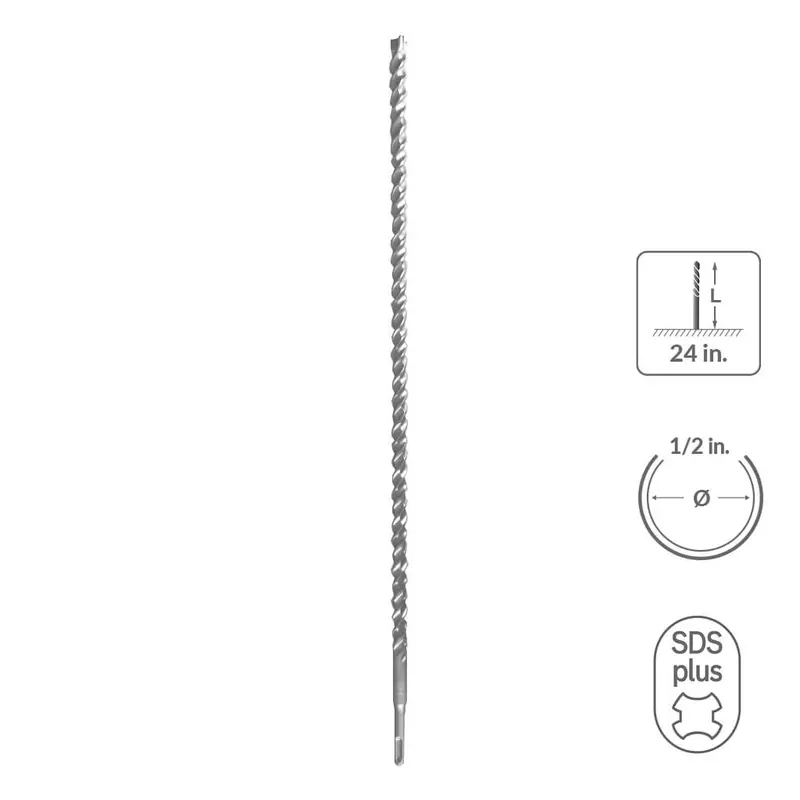 Sabercut 1/2" X 24" Sds Plus Concrete & Rebar Drill Bit – 3-Cutter Carbide Tip 1