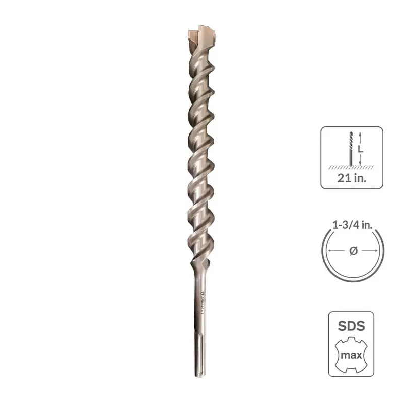 Sabercut 1-3/4-Inch X 21-Inch Hammer Drill Bit – 6-Cutter Carbide-Tipped For Heavy-Duty Drilling 1