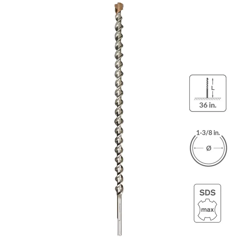 Sabercut 1-3/8" X 36" Carbide-Tipped 6-Cutter Hammer Drill Bit 1
