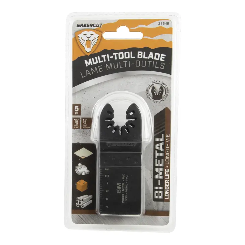 Sabercut 1.3125-Inch By 1.5-Inch Bim Multi-Tool Blade For Wood, Nails, And Pvc — 5-Pack 1