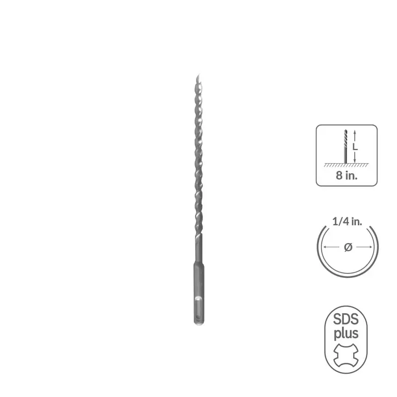 Sabercut 1/4" X 8" Carbide-Tipped 2-Flute Hammer Drill Bit 1