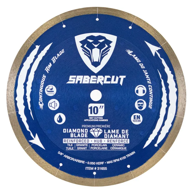 Sabercut 10-Inch Silent Reinforced Hub Diamond Blade – Tile, Porcelain & Granite 1