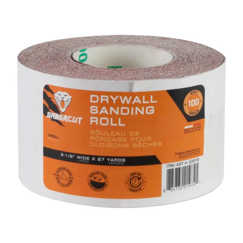 Sabercut 100-Grit Drywall Sanding Roll – 3.5 In. By 27 Yd 1