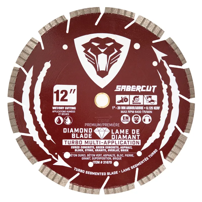Sabercut 12-Inch × 1-Inch Turbo Segmented Diamond Blade – 20 Mm Arbor, Multi-Material Cutting 1