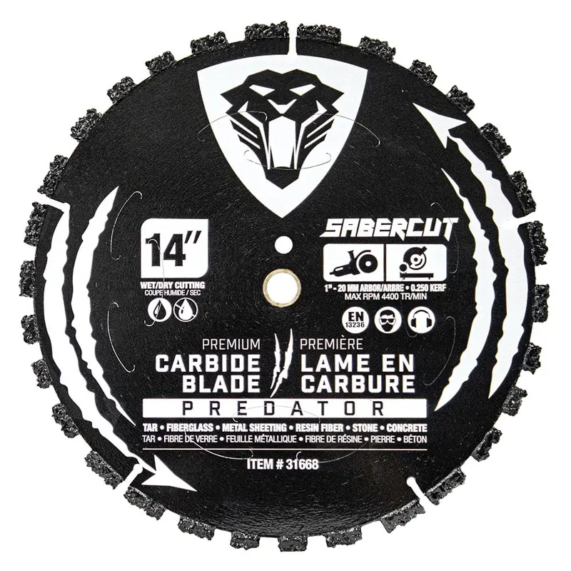 Sabercut 14-Inch Predator Demolition Carbide Blade – Black Segmented 1