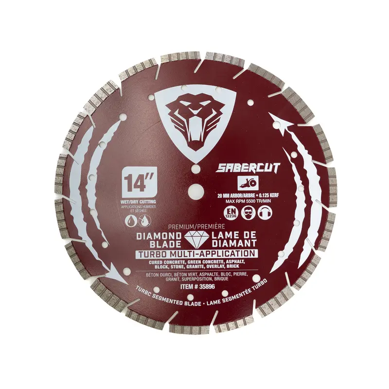 Sabercut 14" Turbo-Segmented Multi-Material Diamond Blade – 20Mm Arbor 1