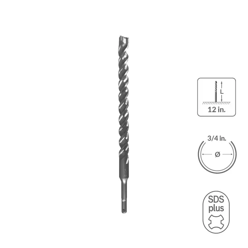 Sabercut 3/4" X 12" Sds Plus Concrete & Rebar Drill Bit – 3-Cutter Carbide Tip 1