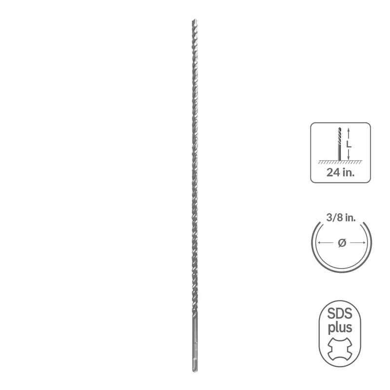 Sabercut 3/8" X 24" Sds Plus Concrete & Rebar Drill Bit – 3-Cutter Carbide Tip 1