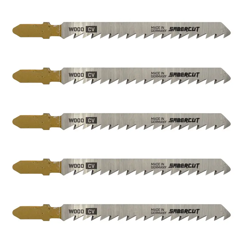 Sabercut 4-In 6-Tpi Thick-Kerf T-Shank Jigsaw Blades For Clean Wood Cuts (5-Pack) 1