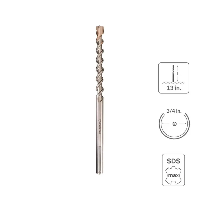 Sabercut Carbide-Tipped Concrete & Rebar Drill Bit – 3/4" X 13", 6-Cutter 1