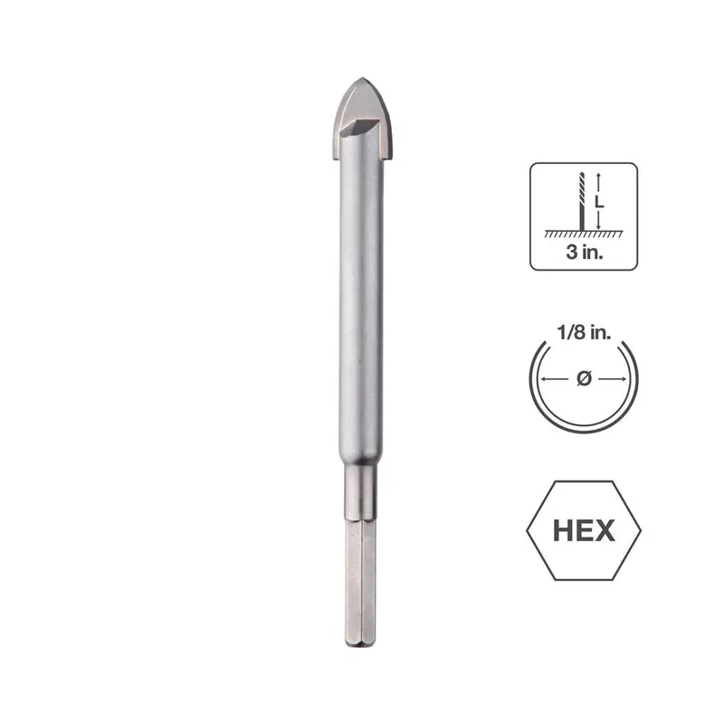 Sabercut Carbide-Tipped Drill Bit – 1/8" × 3", For Stone & Ceramic Tile 1