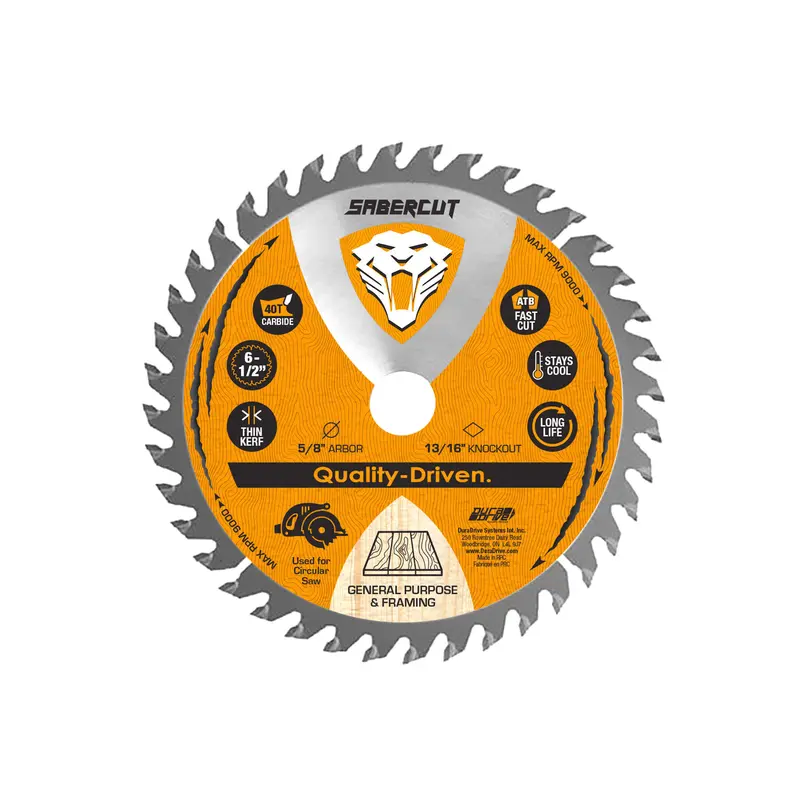 Sabercut Framing Saw Blade – 6-1/2" X 40T Carbide-Tipped, Fast-Cutting Design 1