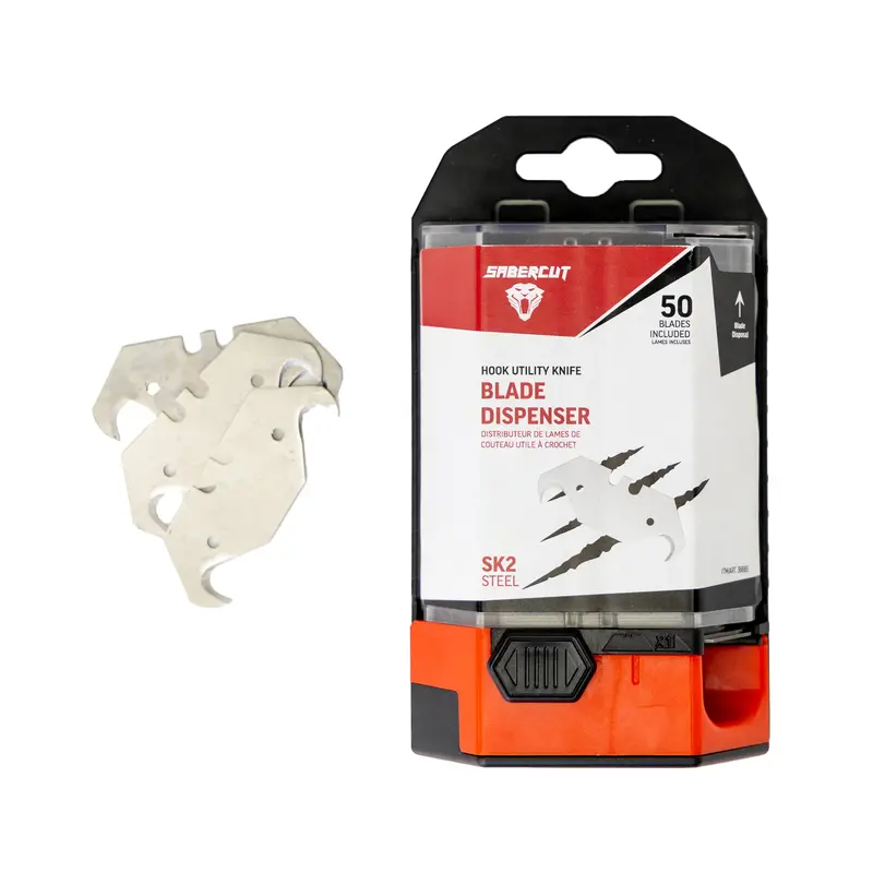 Sabercut Hook-Style Utility Blades – 50-Piece Pack With Dispenser 1
