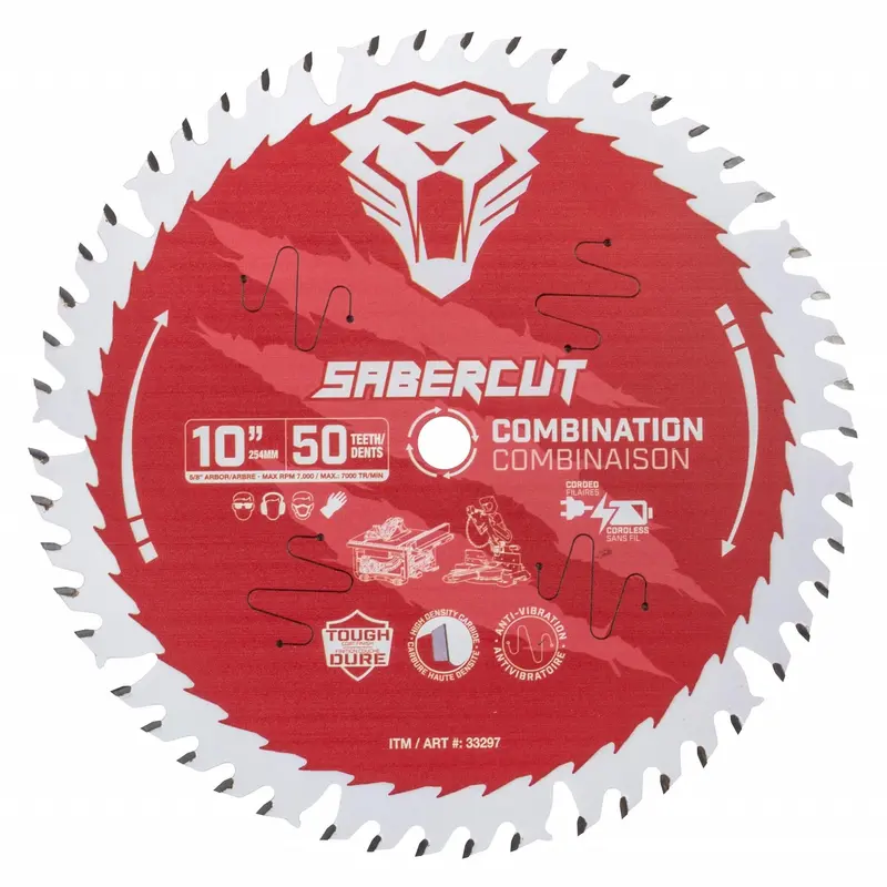 Sabercut Red Label 10-Inch 50-Tooth Combination Wood Saw Blade – Versatile Cutting 1