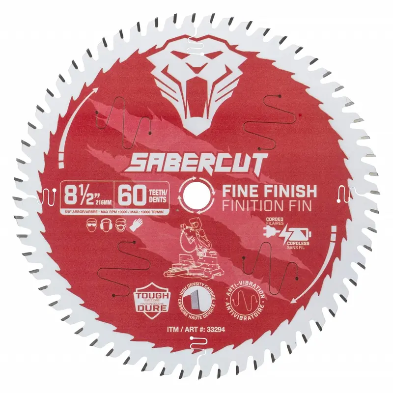 Sabercut Red Label 8-1/2-Inch 60-Tooth Fine-Finish Wood Saw Blade – Clean Cuts In Hardwoods 1