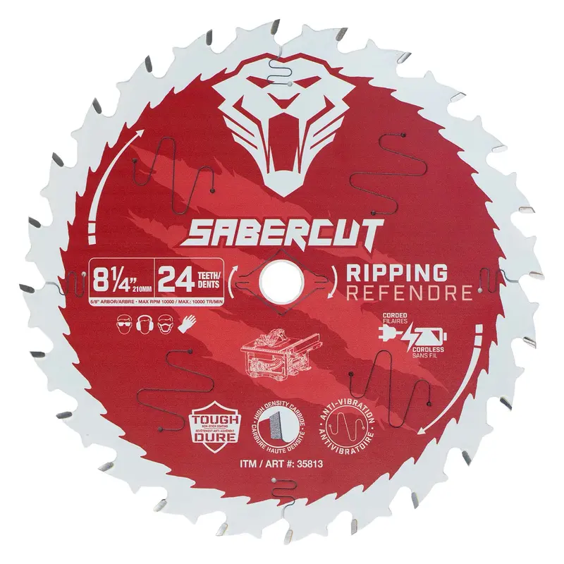 Sabercut Red Label 8-1/4" Fast-Ripping Saw Blade – 24-Tooth Design 1