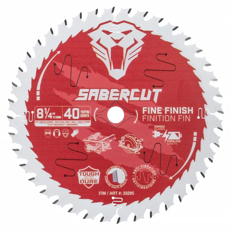 Sabercut Red Label 8-1/4-Inch 40-Tooth Fine-Finish Wood Saw Blade – Precision Detail Work 1