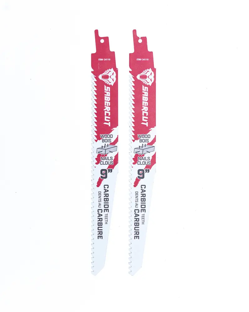 Sabercut Red Label 9" Carbide Reciprocating Saw Blade For Wood With Nails (2-Pack) 1