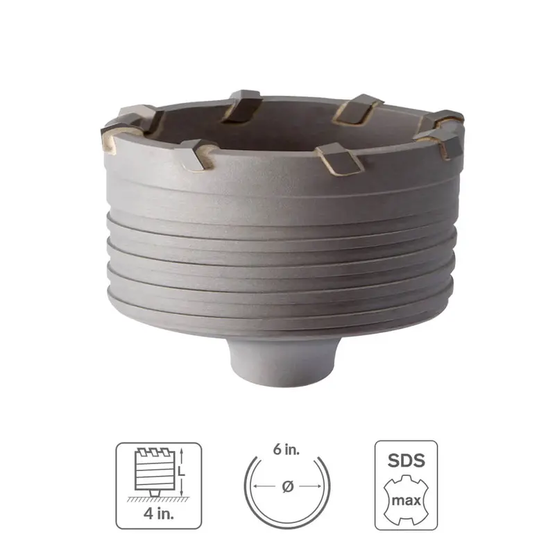 Sabercut Sds Max Core Bit Cup – 6" Diameter, Solid Carbide Segment Construction 1