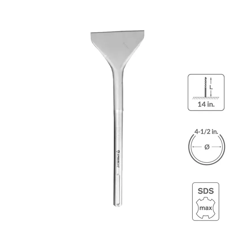Sabercut Sds-Max Flat Chisel – 4-1/2" X 14" Heavy-Duty Concrete Breaker 1