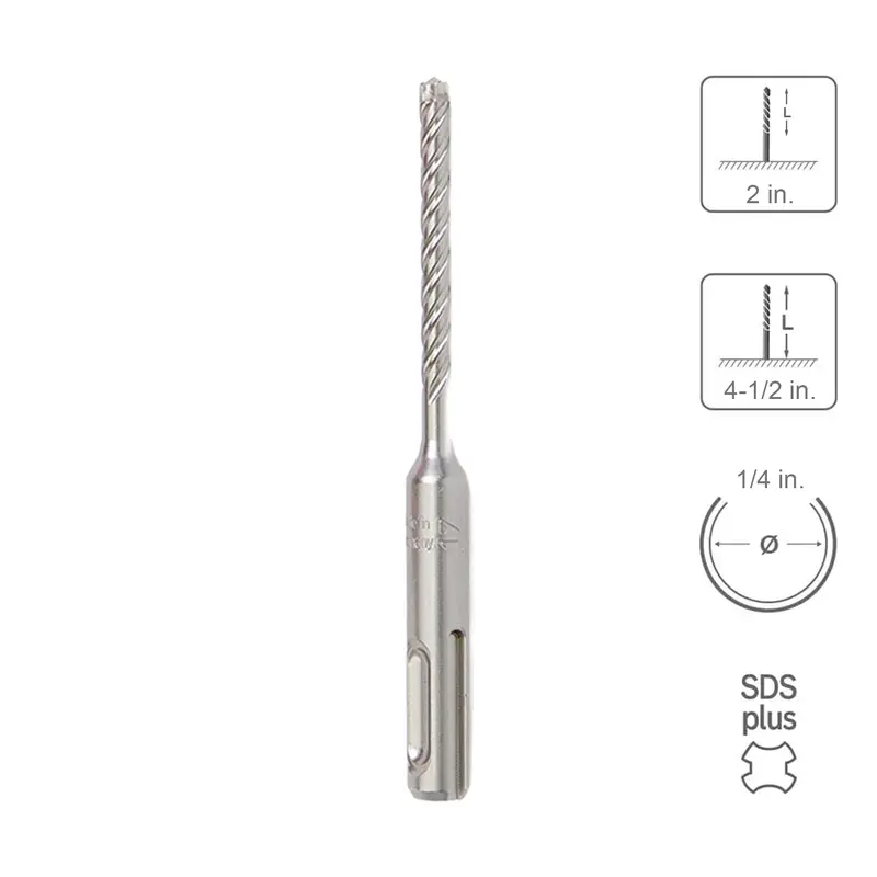 Sabercut Sds Plus Carbide Drill Bit – 1/4 In X 2 In X 4.5 In, 4-Cutter Full-Head Design 1