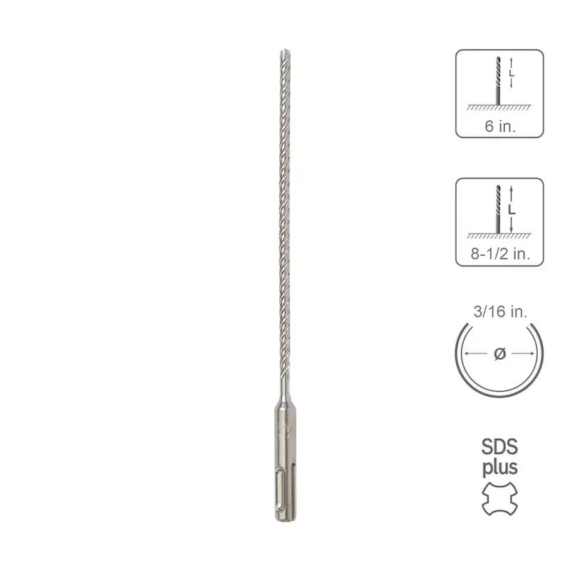 Sabercut Sds Plus Carbide Drill Bit – 3/16" X 6" X 8-1/2", 4-Cutter Full-Head 1