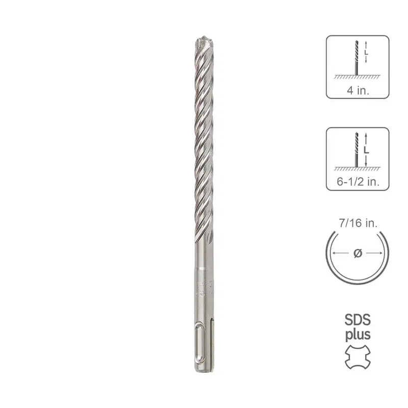 Sabercut Sds Plus Carbide Drill Bit – 7/16 In X 4 In X 6.5 In, 4-Cutter Full-Head Design 1
