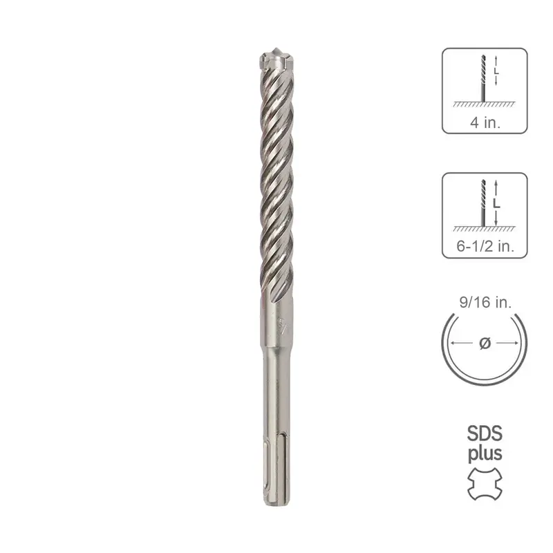 Sabercut Sds Plus Carbide Drill Bit – 9/16" X 4" X 6-1/2", 4-Cutter Full-Head 1