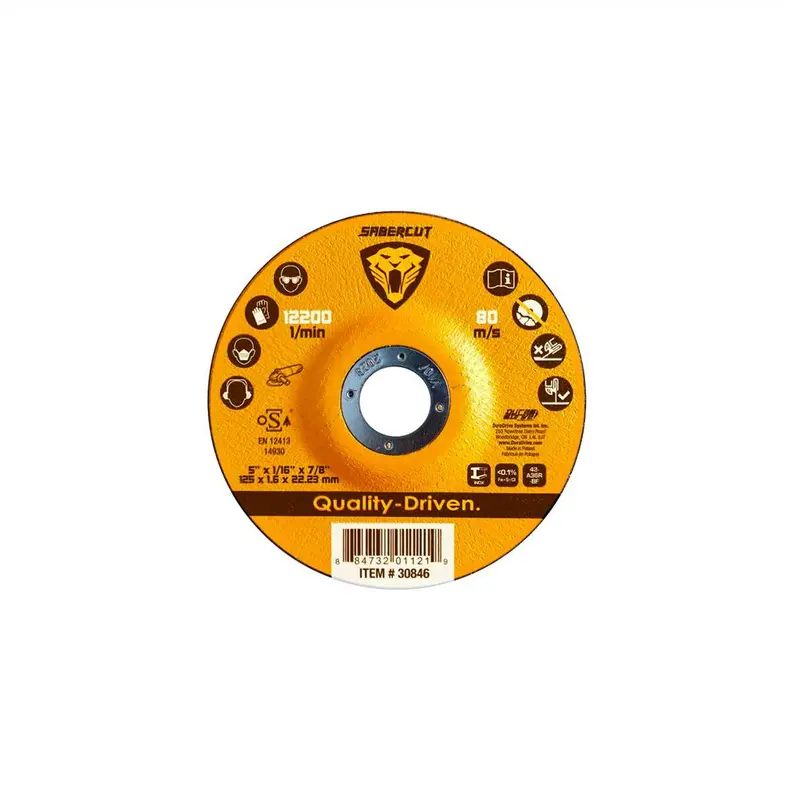 Sabercut Type 27 Cut-Off Wheel – 5" X 1/16", Reinforced For Metal Grinding 1