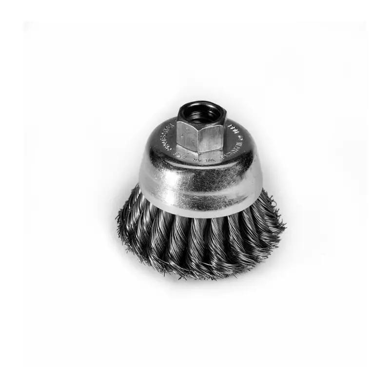 Sait 2-3/4" Carbon Steel Bristle Knot Small Cup Brush – 0.020" Wire, 5/8"-11 Arbor 1