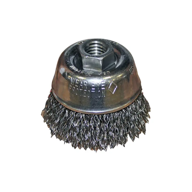 Sait 2-3/4" Carbon Steel Crimped Style Small Cup Brush – 0.014" Wire, 5/8"-11 Arbor 1